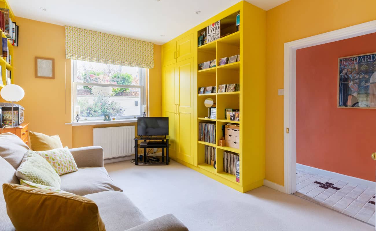 spare bedroom design in cheltenham wardobe in yellow seasonal soul home