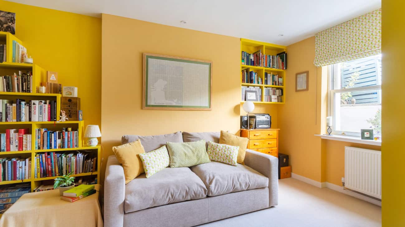 guest bedroom design cheltenham with sofa bed in colourful flat Gloucestershire feel right at home seasonal soul home