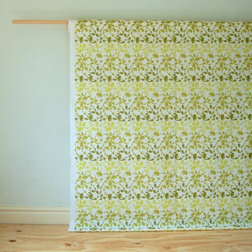 green fabric for a roman blind turning leaves print seasonal soul home interiors cotswolds on a roll