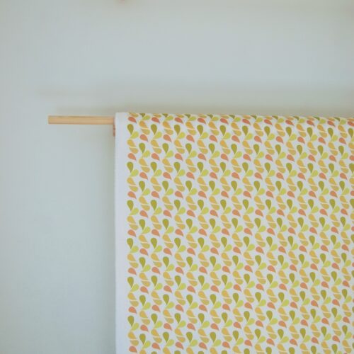 green yellow orange fabric for a roman blind falling leaf print seasonal soul home interiors cotswolds by the metre