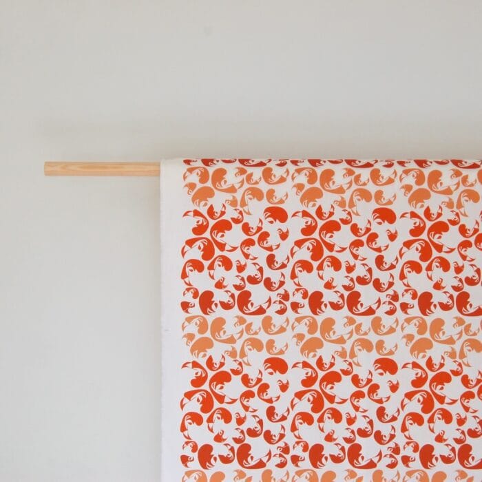 orange fabric for a roman blind turning leaves print seasonal soul home interiors cotswolds by the metre