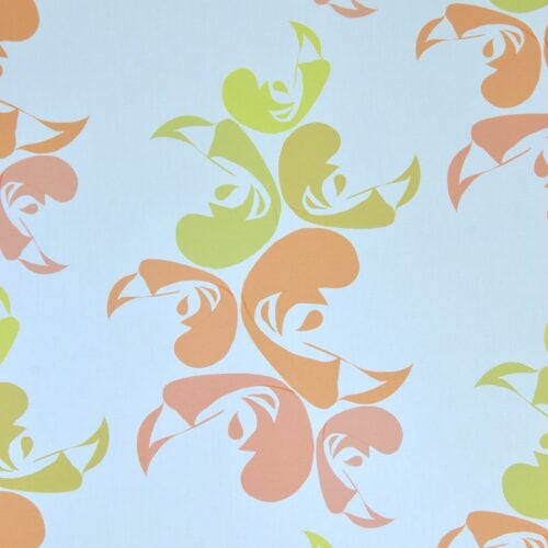 white-green-orange-fabric for a roman blind turning leaf print seasonal soul home interiors cotswolds sample